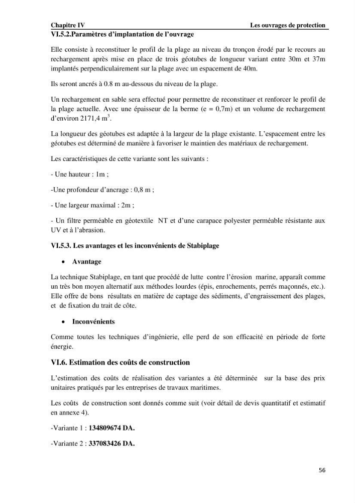 Etude de protection du rivage du complexe culturel de Chenoua