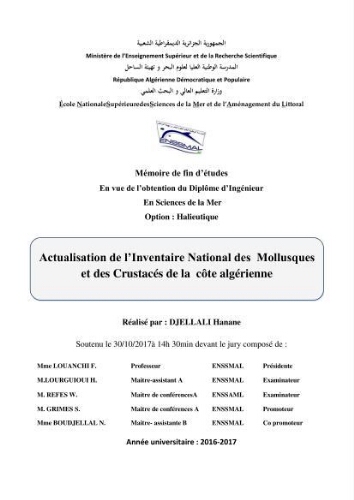 Actualisation de l’Inventaire National des Mollusques et des Crustacés de la côte algérienne: Actualisation de l’Inventaire National des Mollusques et des Crustacés de la côte algérienne: