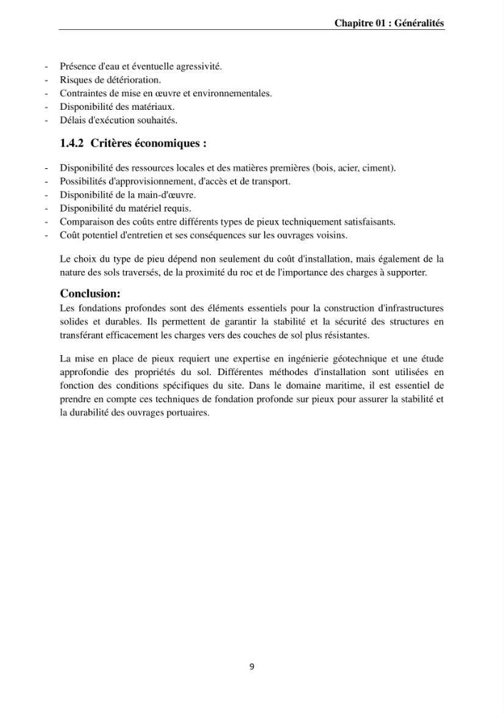 Dimensionnement des fondations sur pieux sous charge horizontale-étude de comportement du pieu rigide aux états limites de service dans un sol cohérent