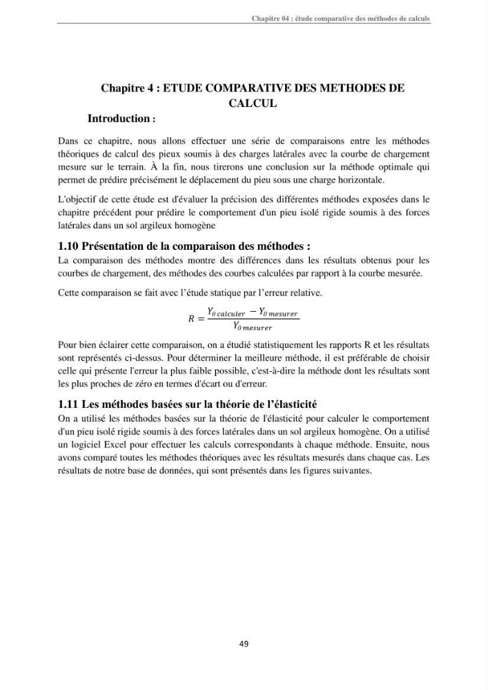 Dimensionnement des fondations sur pieux sous charge horizontale-étude de comportement du pieu rigide aux états limites de service dans un sol cohérent