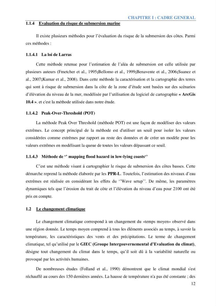 Etude et estimation des terres à risque par la submersion marine dans la région Ouest d’Alger: