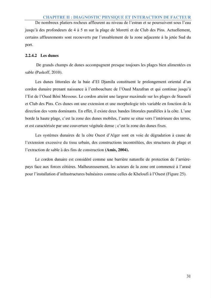 Etude et estimation des terres à risque par la submersion marine dans la région Ouest d’Alger: