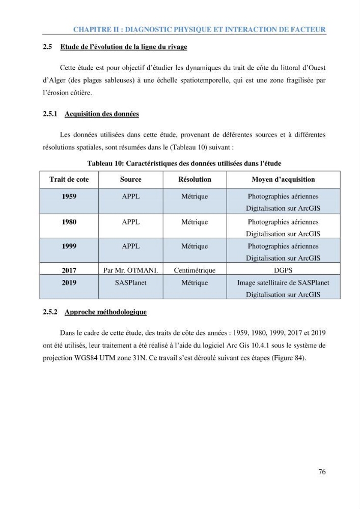 Etude et estimation des terres à risque par la submersion marine dans la région Ouest d’Alger: