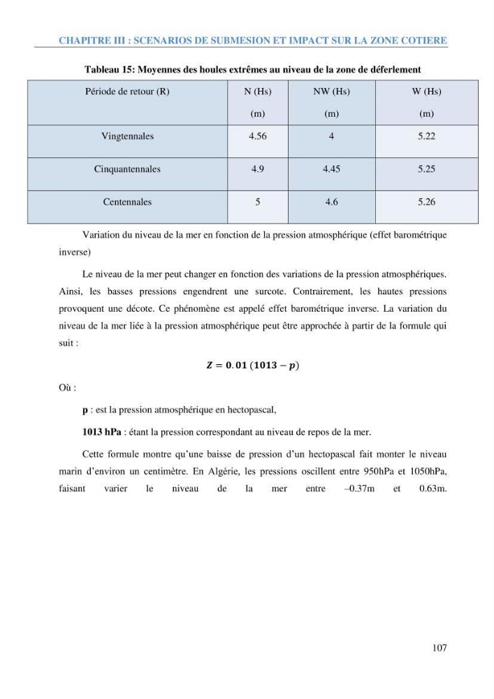 Etude et estimation des terres à risque par la submersion marine dans la région Ouest d’Alger: