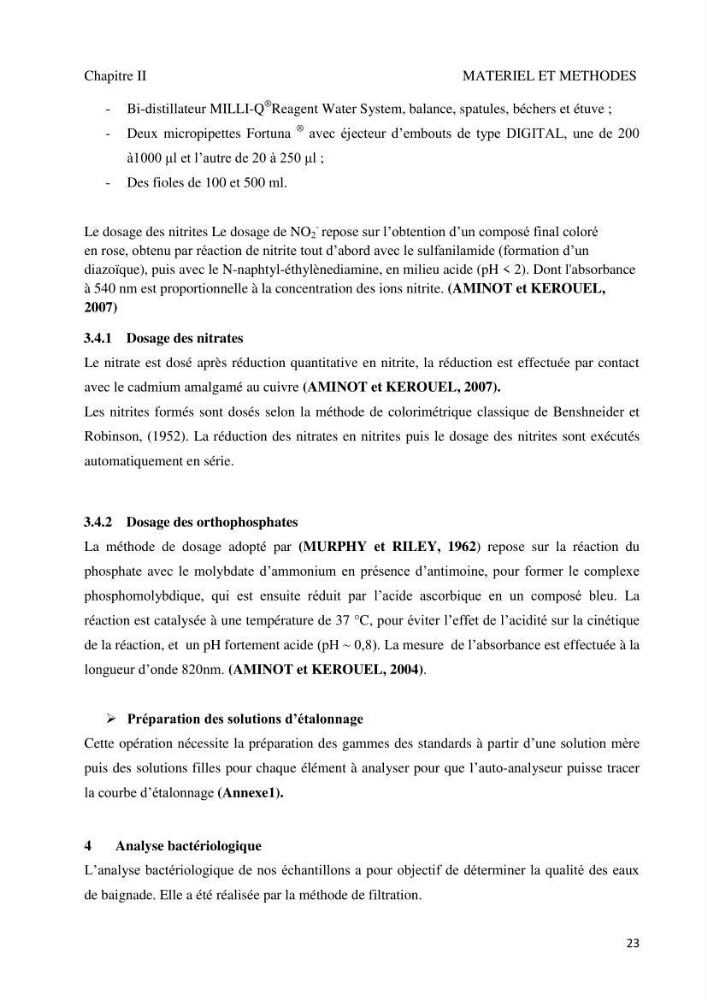 Suivi de la qualité microbiologique et physicochimique des eaux de baignade.