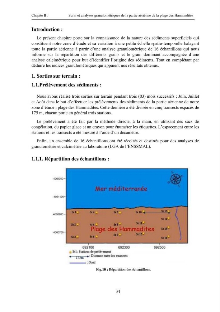 Variabilité spatio-temporelle d\'un littoral sableux; plage des Hammadites Bejaia
