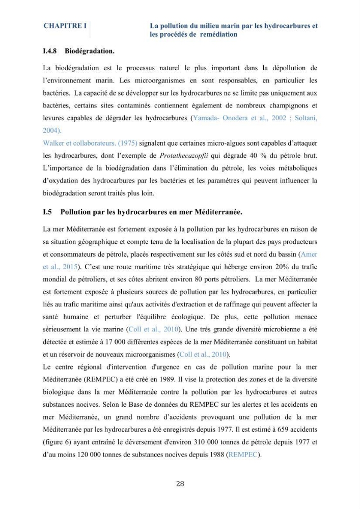 Isolement et caractérisation des bactéries marines dégradant les différentes fractions du pétrole
