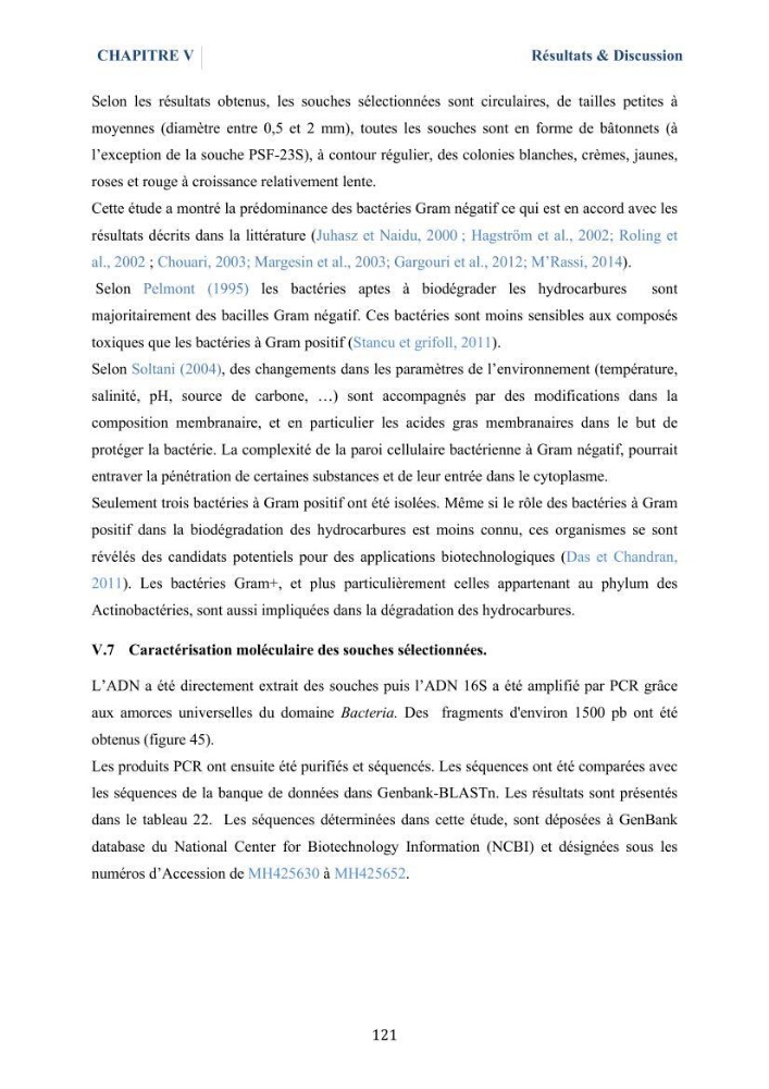 Isolement et caractérisation des bactéries marines dégradant les différentes fractions du pétrole