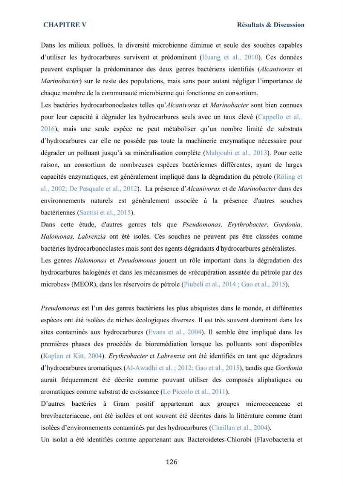 Isolement et caractérisation des bactéries marines dégradant les différentes fractions du pétrole