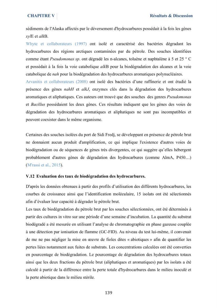 Isolement et caractérisation des bactéries marines dégradant les différentes fractions du pétrole
