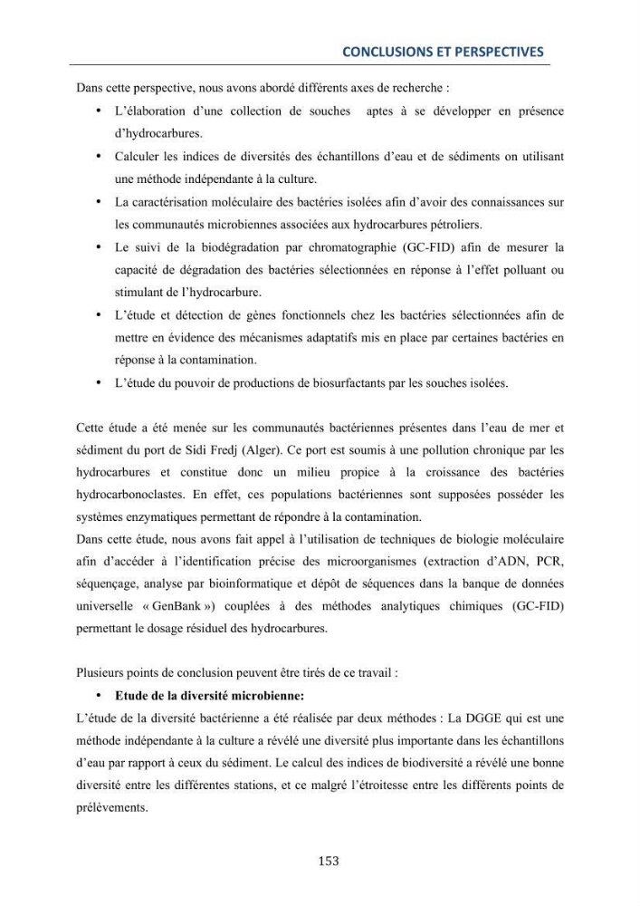 Isolement et caractérisation des bactéries marines dégradant les différentes fractions du pétrole