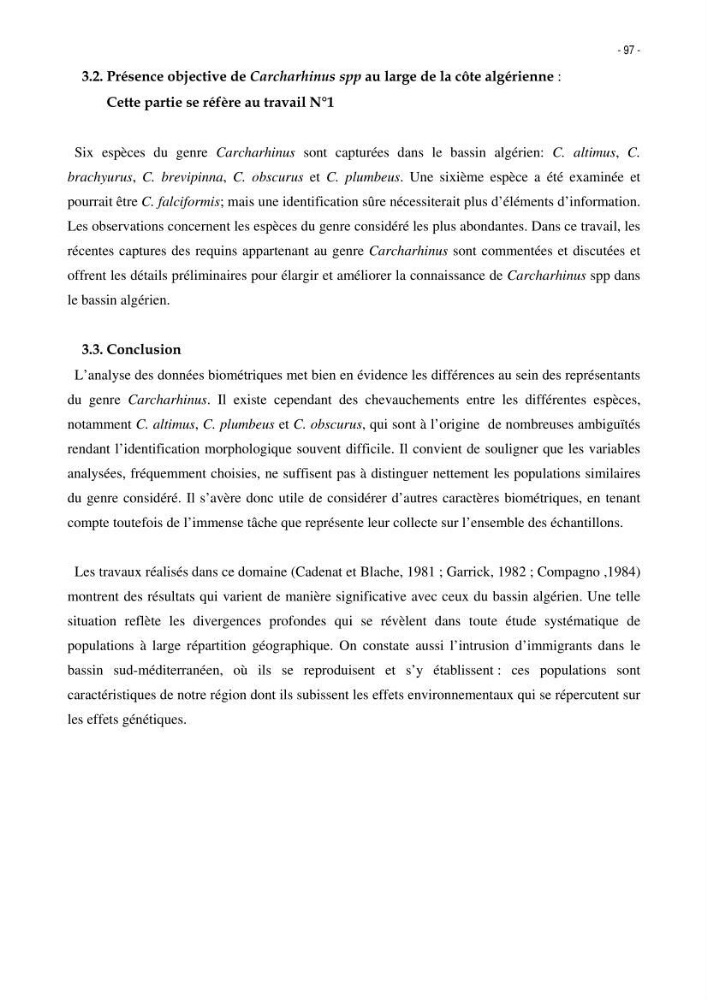 Les Sélaciens de la côte algérienne, biosystématique des requins et les raies