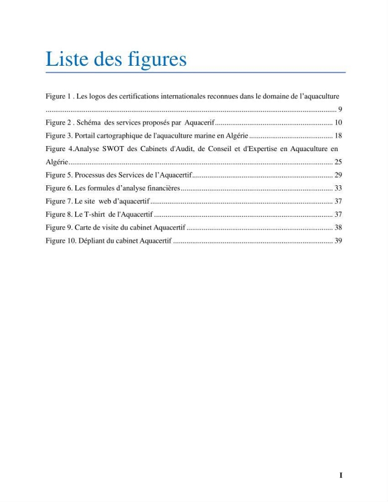 Projet d\'un cabinet spécialisé en audit. conseil et expertisme pour promouvoir une aquaculture durable et de qualité