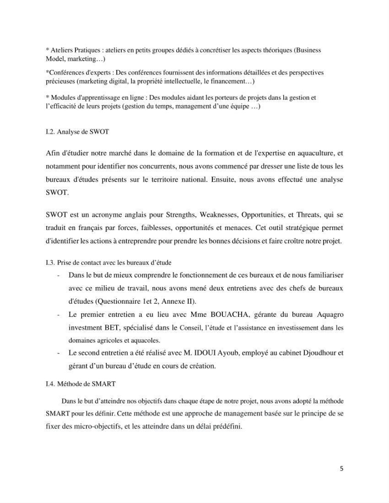 Projet d\'un cabinet spécialisé en audit. conseil et expertisme pour promouvoir une aquaculture durable et de qualité
