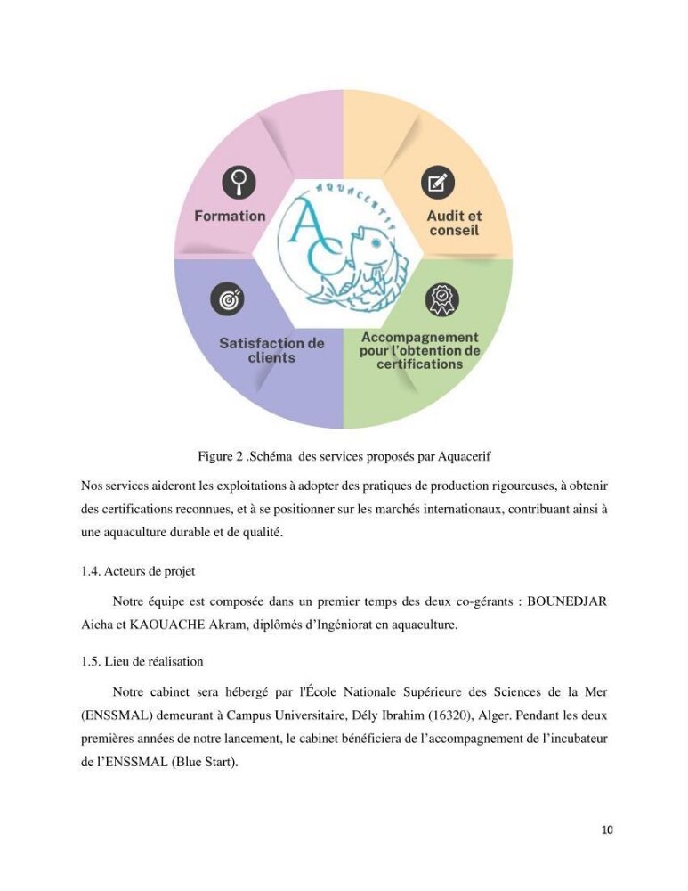 Projet d\'un cabinet spécialisé en audit. conseil et expertisme pour promouvoir une aquaculture durable et de qualité