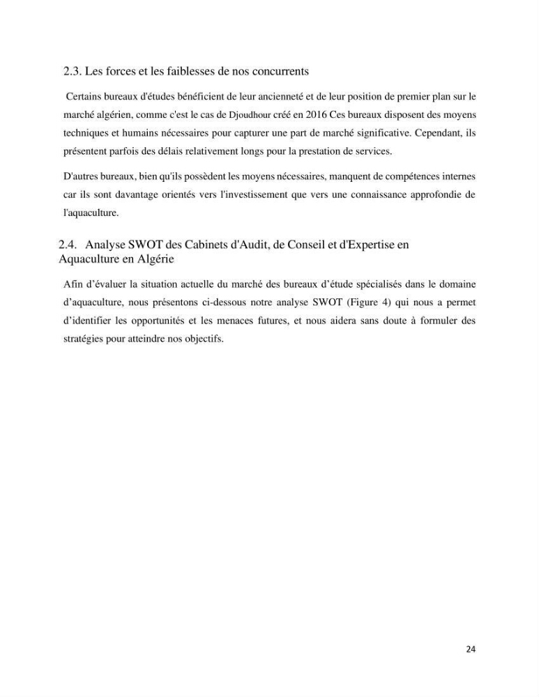 Projet d\'un cabinet spécialisé en audit. conseil et expertisme pour promouvoir une aquaculture durable et de qualité