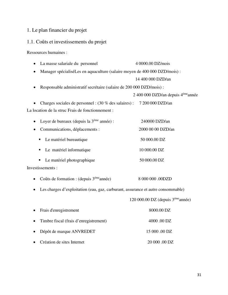 Projet d\'un cabinet spécialisé en audit. conseil et expertisme pour promouvoir une aquaculture durable et de qualité