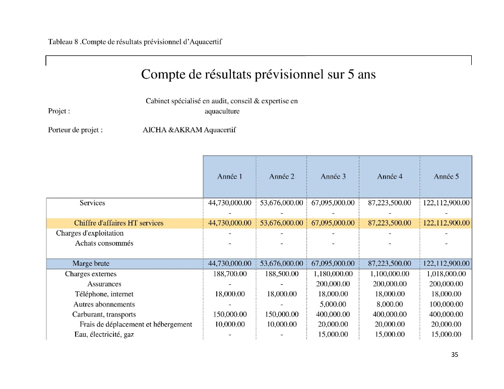 Projet d\'un cabinet spécialisé en audit. conseil et expertisme pour promouvoir une aquaculture durable et de qualité