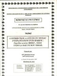 Contribution à l'étude du niveau d'exploitation d'un sparidé: pagellus acarne (Risso, 1826) dans la baie de Bou-Ismaïl