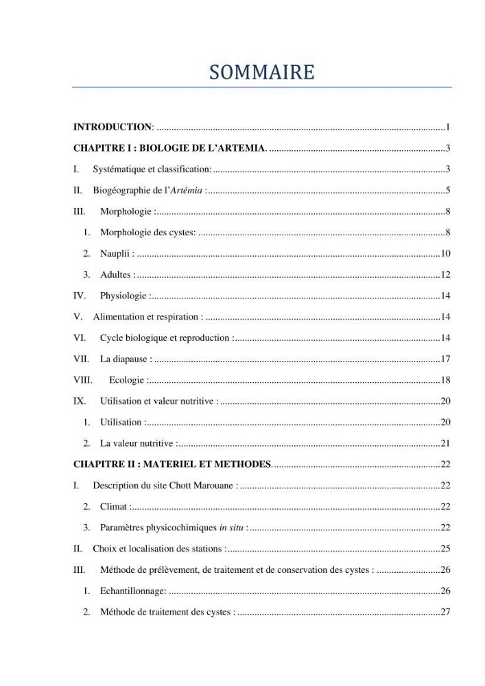 Etude biométrique de l\'Artémia (Artemia Salina) du Chott Marouane (wilaya d\'El Oued) et possibilités d\'exploitation des cystes