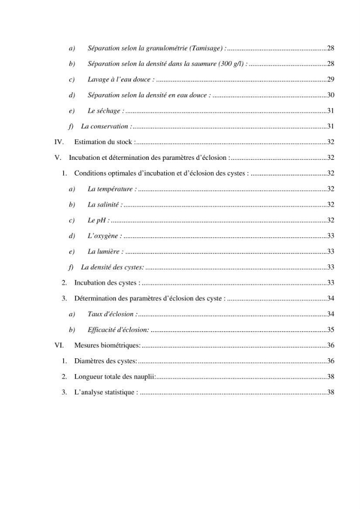 Etude biométrique de l\'Artémia (Artemia Salina) du Chott Marouane (wilaya d\'El Oued) et possibilités d\'exploitation des cystes