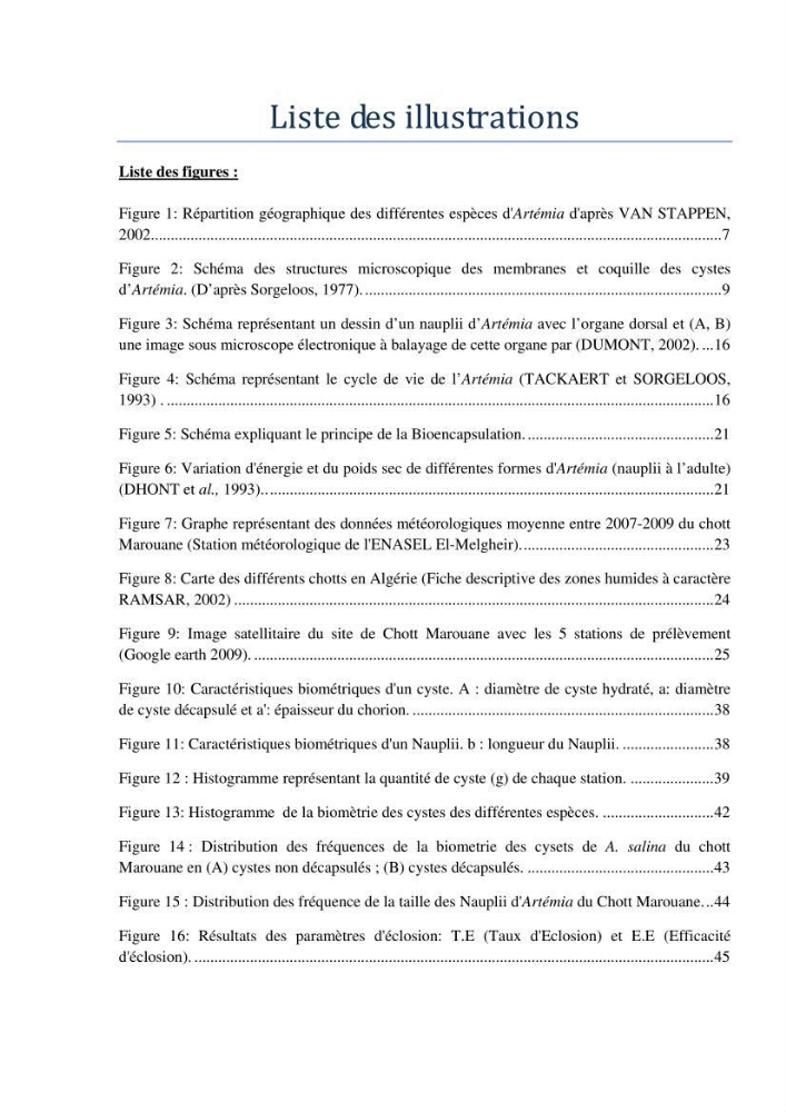 Etude biométrique de l\'Artémia (Artemia Salina) du Chott Marouane (wilaya d\'El Oued) et possibilités d\'exploitation des cystes