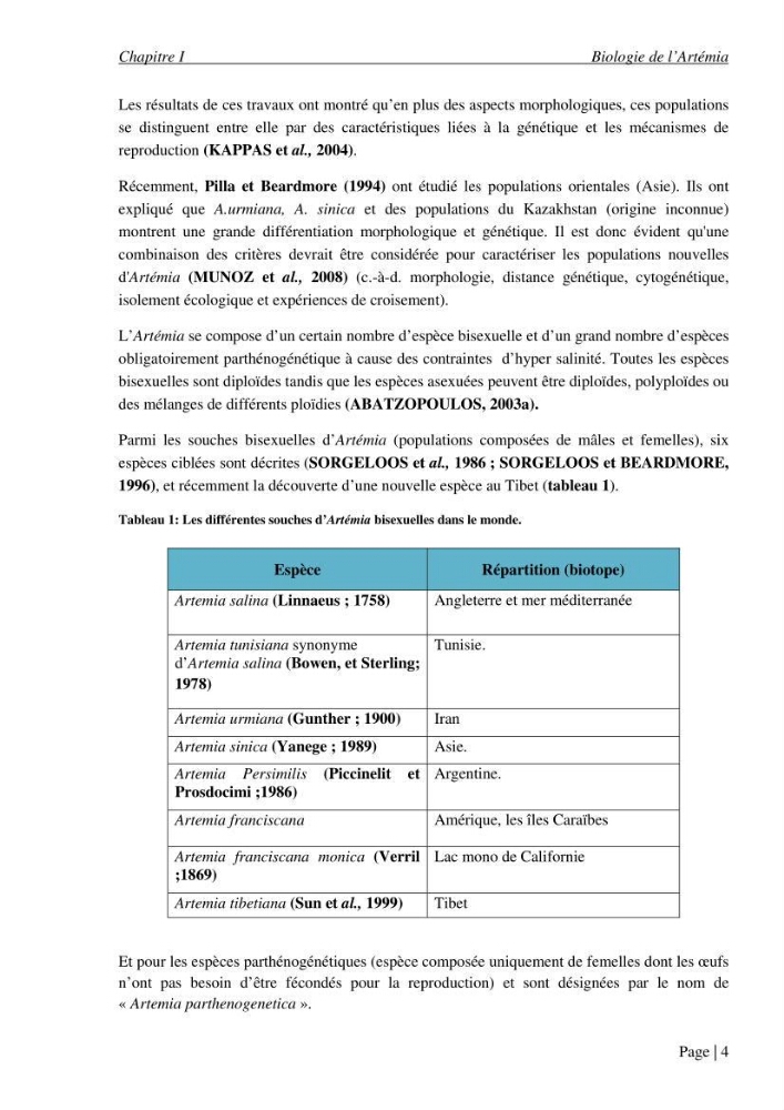 Etude biométrique de l\'Artémia (Artemia Salina) du Chott Marouane (wilaya d\'El Oued) et possibilités d\'exploitation des cystes