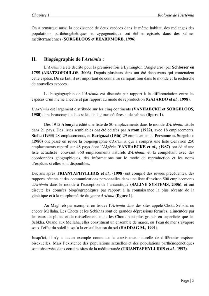 Etude biométrique de l\'Artémia (Artemia Salina) du Chott Marouane (wilaya d\'El Oued) et possibilités d\'exploitation des cystes