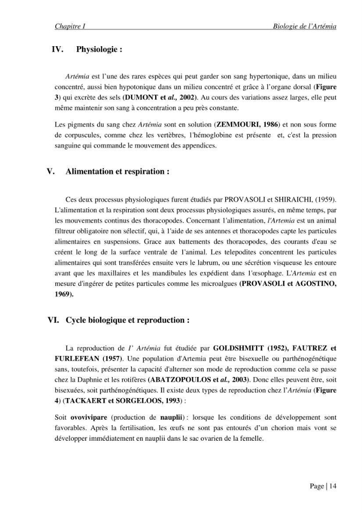 Etude biométrique de l\'Artémia (Artemia Salina) du Chott Marouane (wilaya d\'El Oued) et possibilités d\'exploitation des cystes