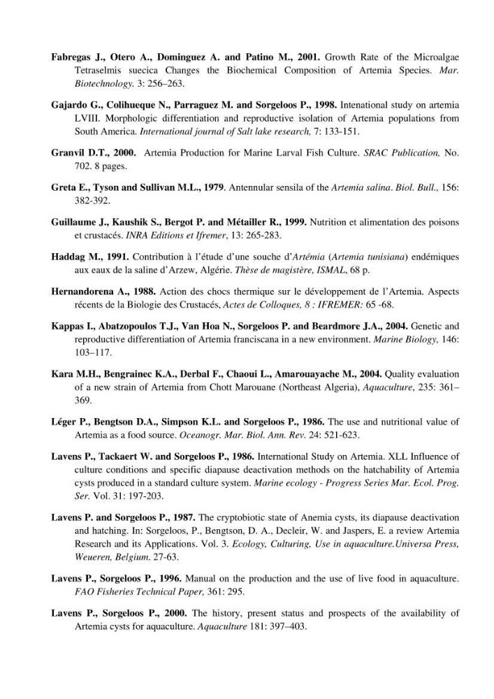 Etude biométrique de l\'Artémia (Artemia Salina) du Chott Marouane (wilaya d\'El Oued) et possibilités d\'exploitation des cystes
