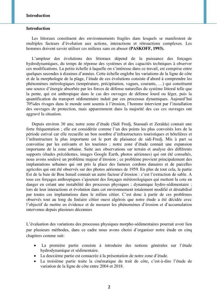 Impact des forçages météorologiques et anthropiques sur la dynamique morpho-sédimentaire du littoral Ouest Algérois
