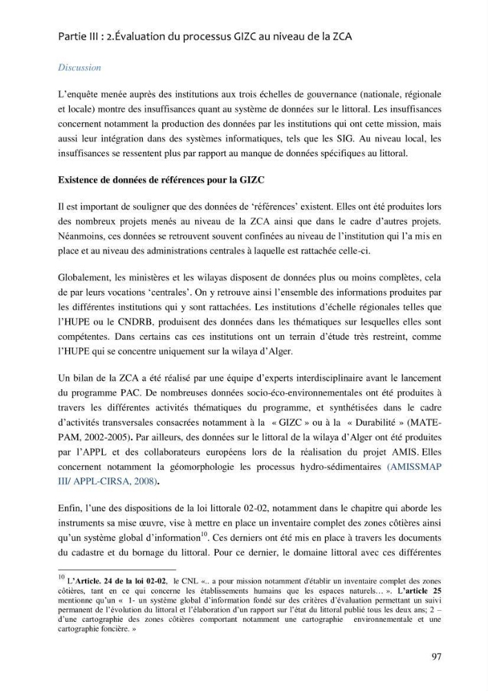 La gestion intégrée de la zone côtière algéroise