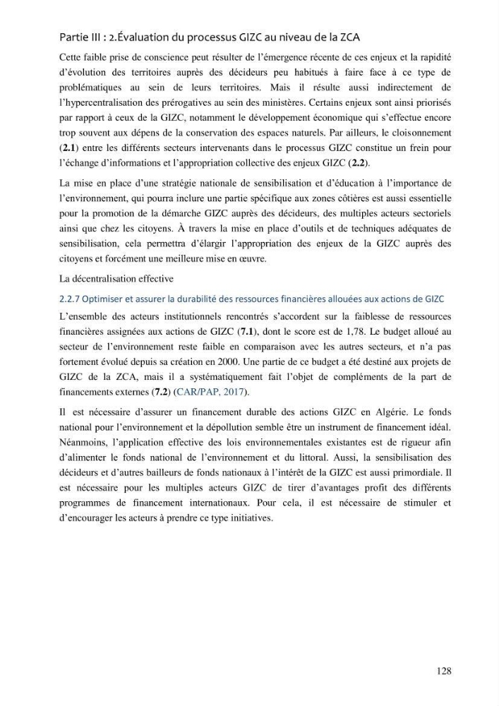 La gestion intégrée de la zone côtière algéroise