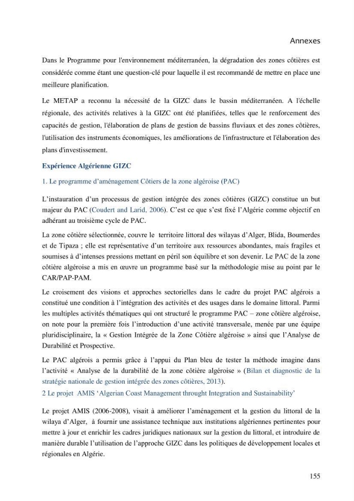 La gestion intégrée de la zone côtière algéroise