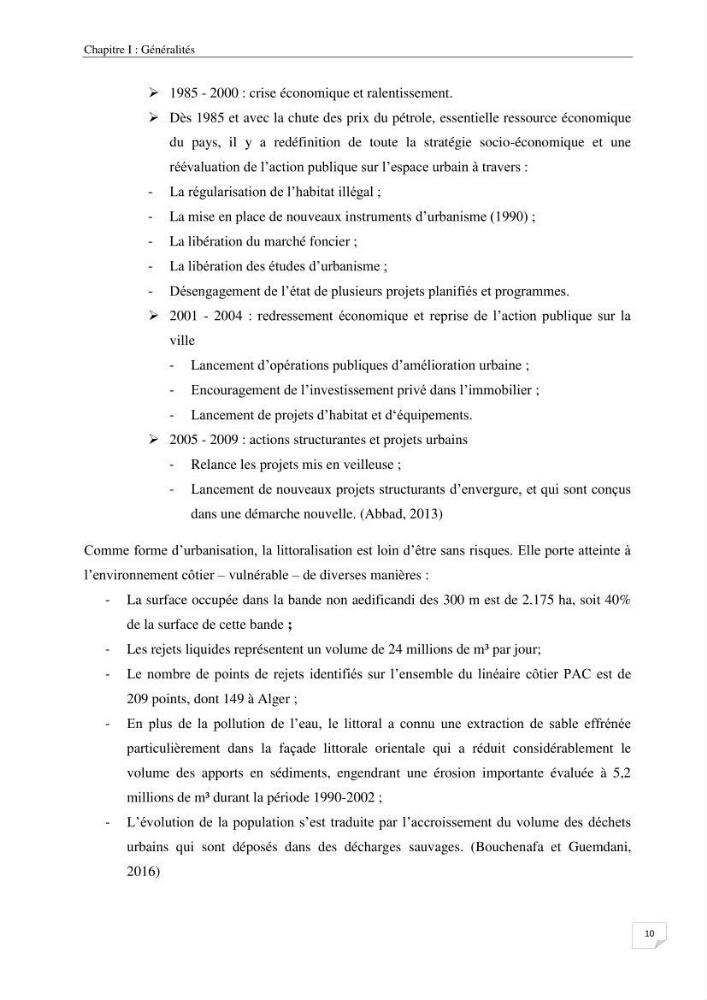 Effet de l\'urbanisation sur l\'évolution des côtes : cas de la baie de Chenoua