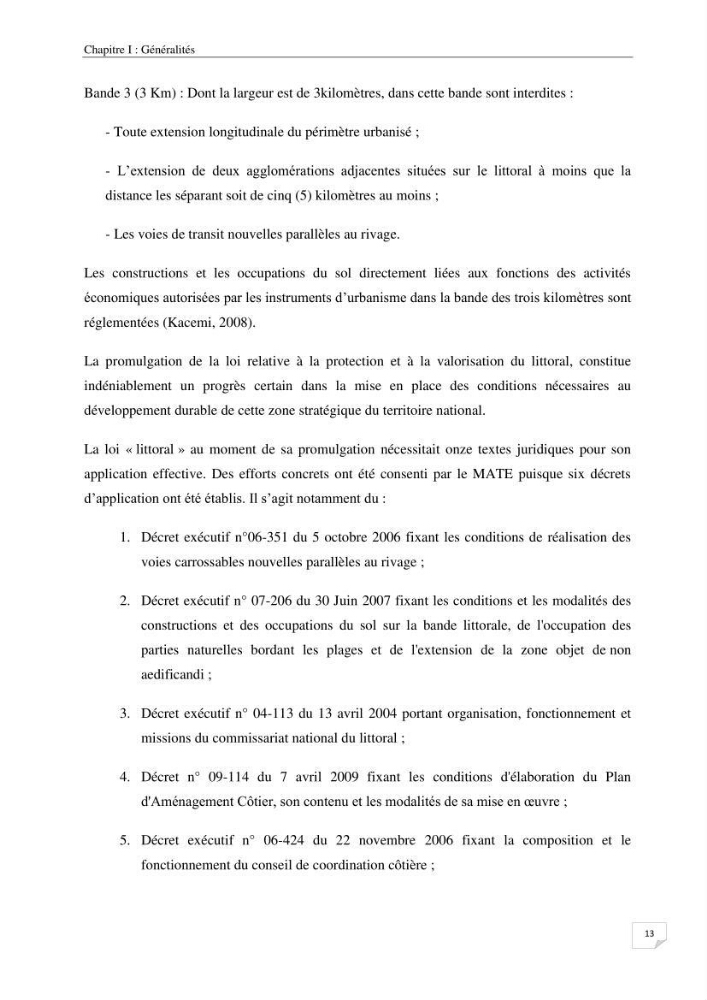 Effet de l\'urbanisation sur l\'évolution des côtes : cas de la baie de Chenoua