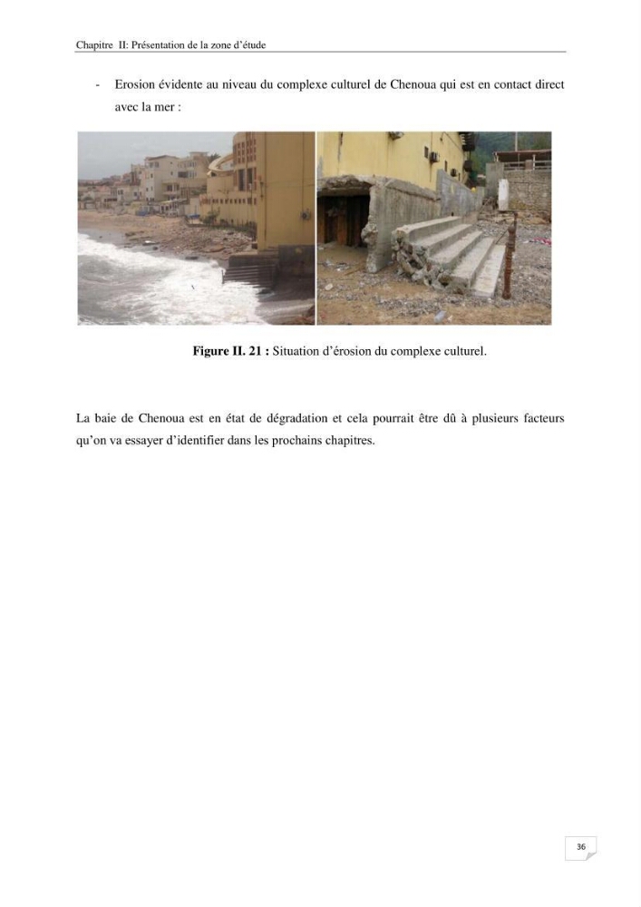 Effet de l\'urbanisation sur l\'évolution des côtes : cas de la baie de Chenoua