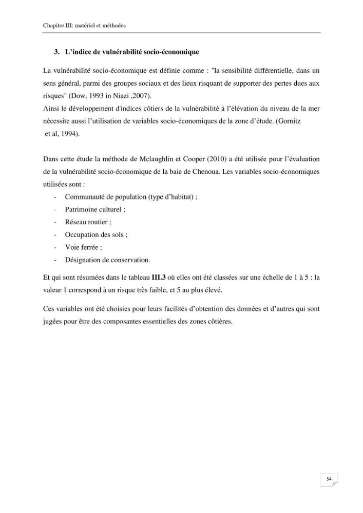 Effet de l\'urbanisation sur l\'évolution des côtes : cas de la baie de Chenoua