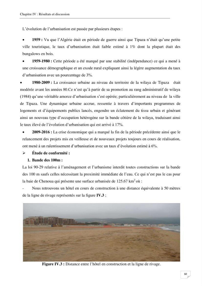 Effet de l\'urbanisation sur l\'évolution des côtes : cas de la baie de Chenoua
