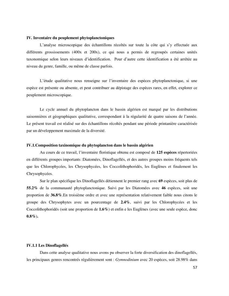 Dynamique et diversité du phytoplancton de la côte Algérienne