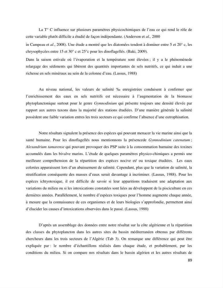 Dynamique et diversité du phytoplancton de la côte Algérienne