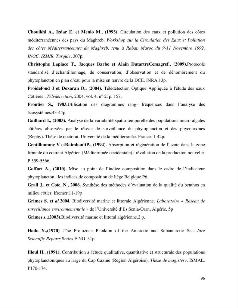 Dynamique et diversité du phytoplancton de la côte Algérienne