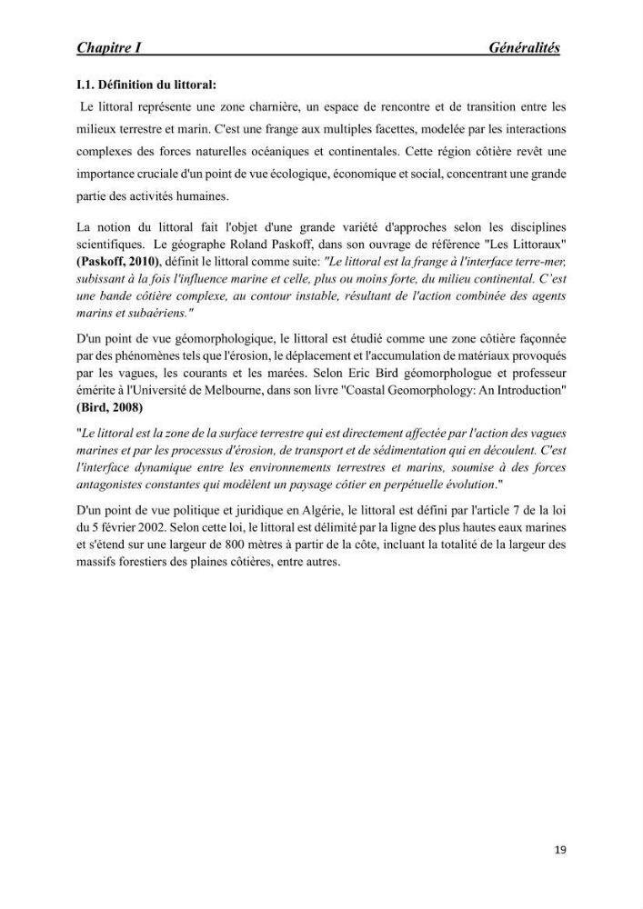 Comportement des formations géologiques de la zone côtière d\'El Marsa ( Alger) vis-a vis l\'érosion marine