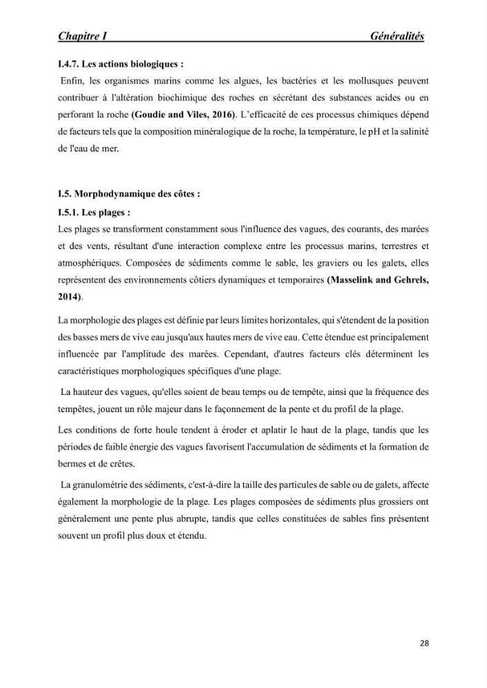 Comportement des formations géologiques de la zone côtière d\'El Marsa ( Alger) vis-a vis l\'érosion marine