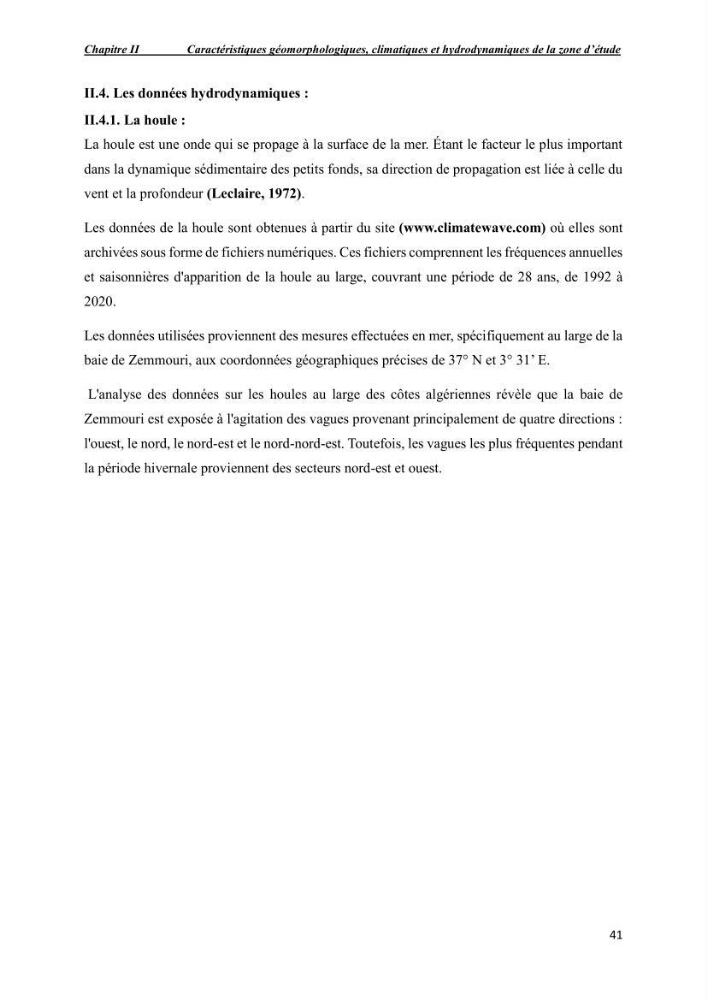 Comportement des formations géologiques de la zone côtière d\'El Marsa ( Alger) vis-a vis l\'érosion marine
