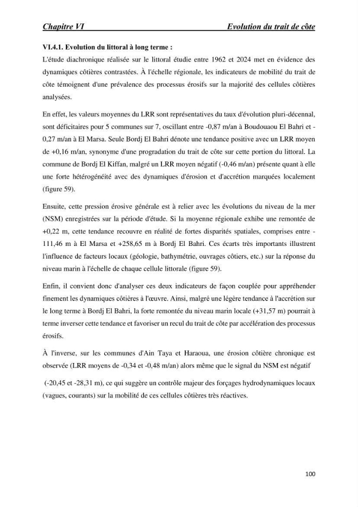 Comportement des formations géologiques de la zone côtière d\'El Marsa ( Alger) vis-a vis l\'érosion marine
