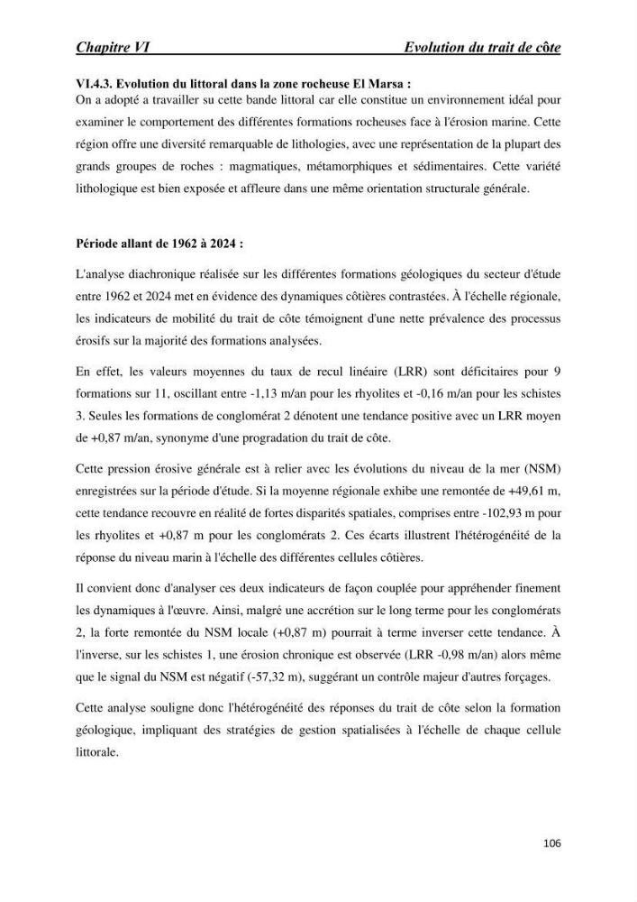 Comportement des formations géologiques de la zone côtière d\'El Marsa ( Alger) vis-a vis l\'érosion marine