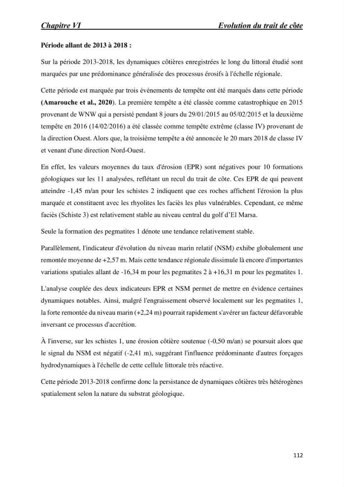 Comportement des formations géologiques de la zone côtière d\'El Marsa ( Alger) vis-a vis l\'érosion marine