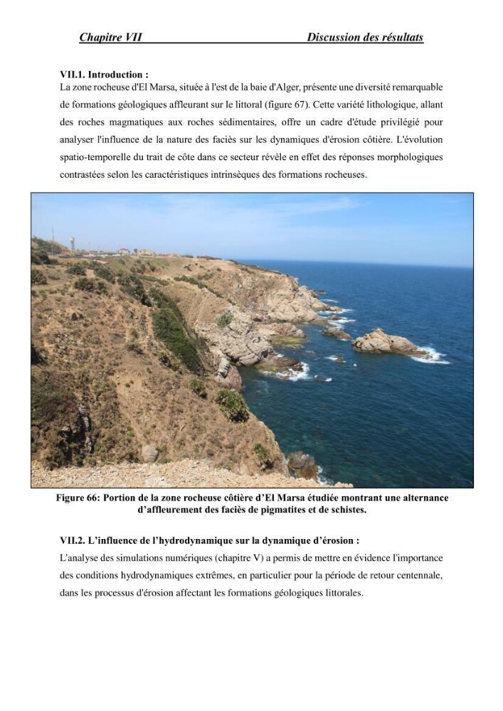 Comportement des formations géologiques de la zone côtière d\'El Marsa ( Alger) vis-a vis l\'érosion marine