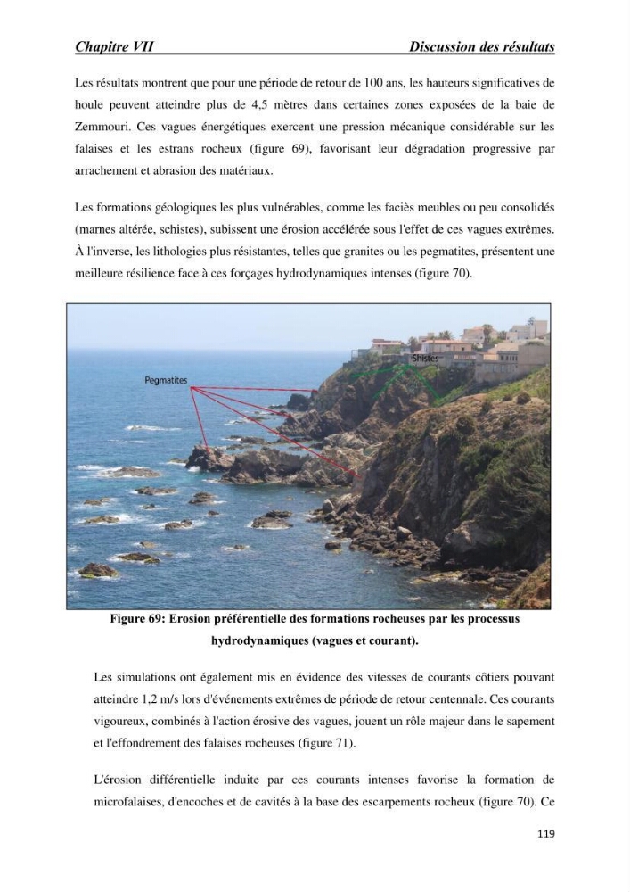 Comportement des formations géologiques de la zone côtière d\'El Marsa ( Alger) vis-a vis l\'érosion marine